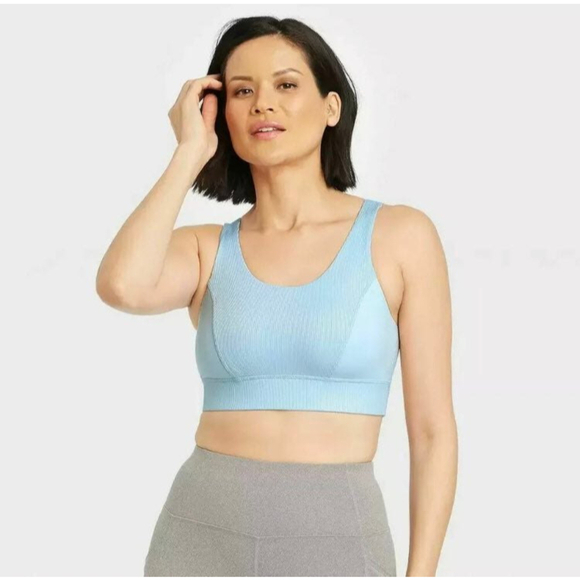 Women's Medium Support Soft Ribbed Bra - All in Motion Air Blue XS - Picture 1 of 4